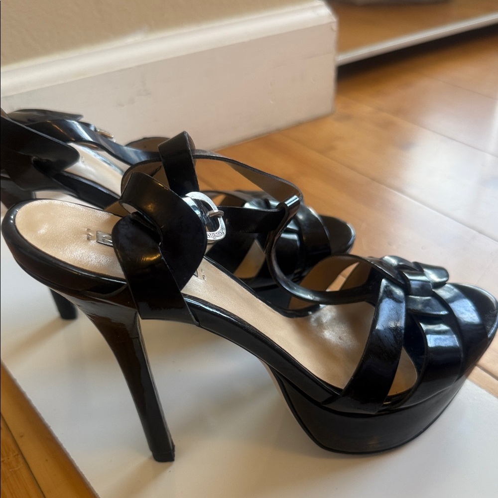 Black Patent Platform Stiletto Sandals